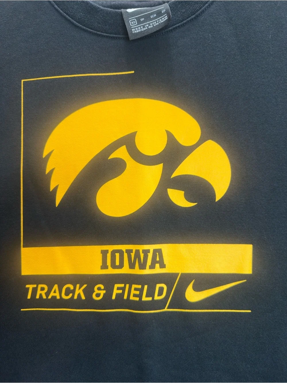 Nike Black Crewneck Sweatshirt with Gold Iowa Hawkeyes Logo